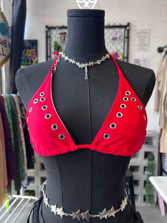 Loop Hole Bikini Top (Red)