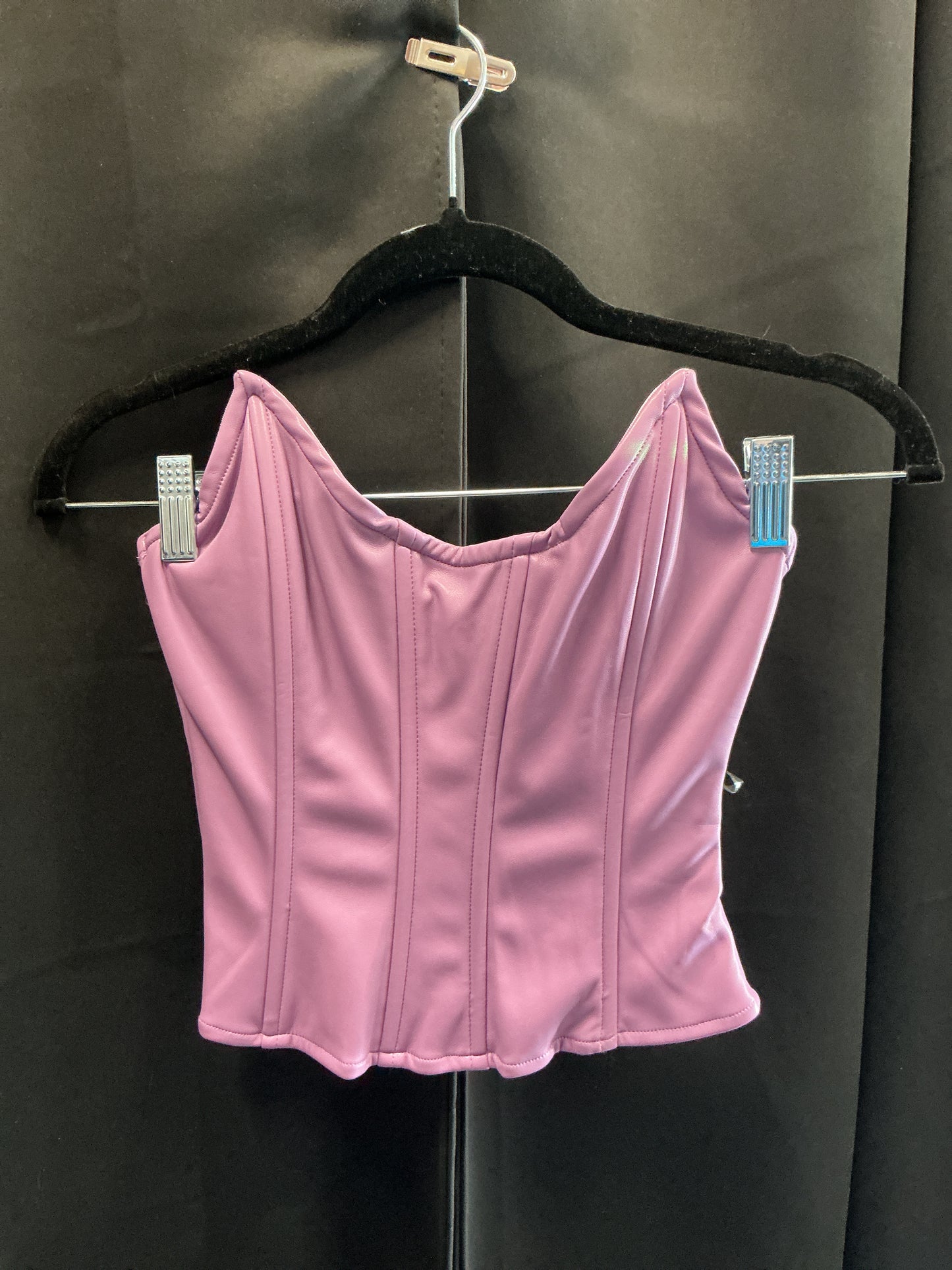 Leather Boned Bustier Top(Purple)