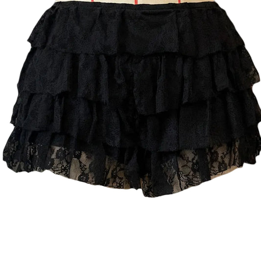 Lace Ruffle Layered Shorts (Black)