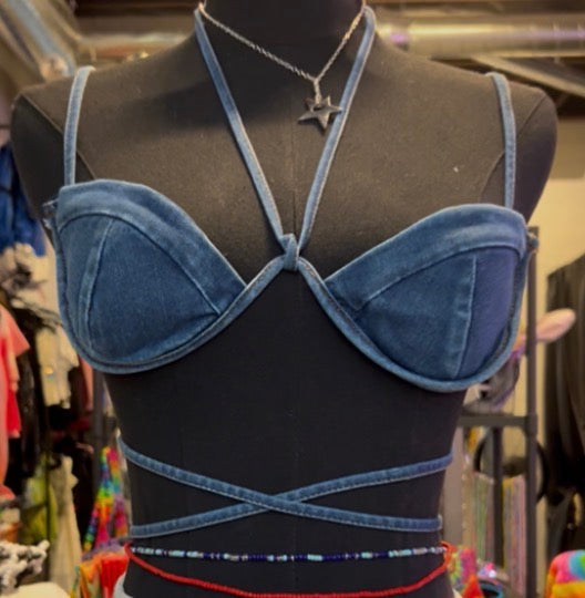 Denim Tie-Up Bralette