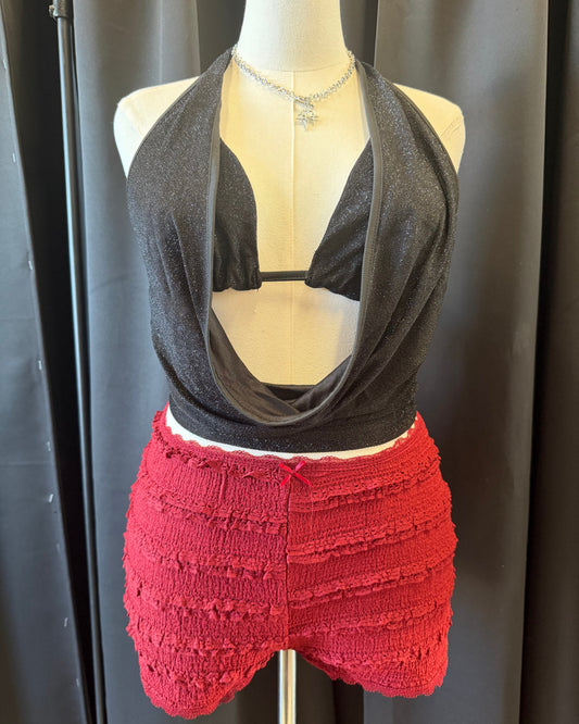 Frill Lace Shorts (Burgundy)