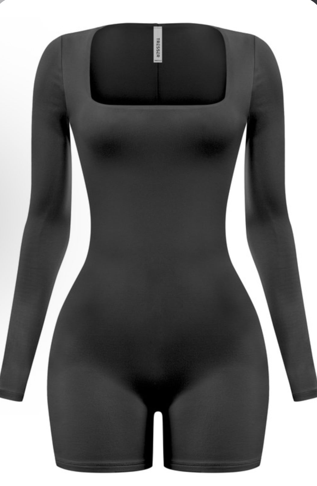 Boat Neck Long Sleeve Romper