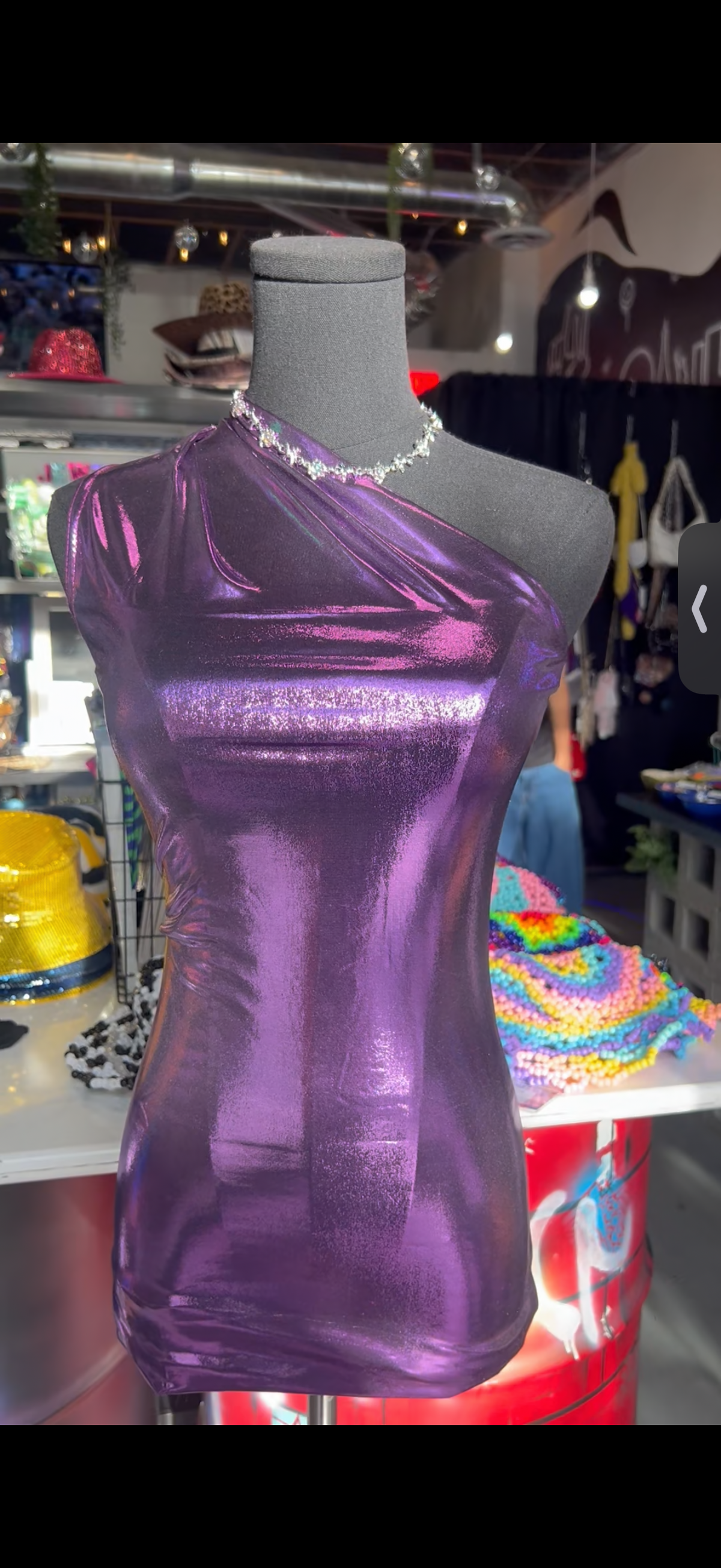 Metallic one shoulder dress (Purple)