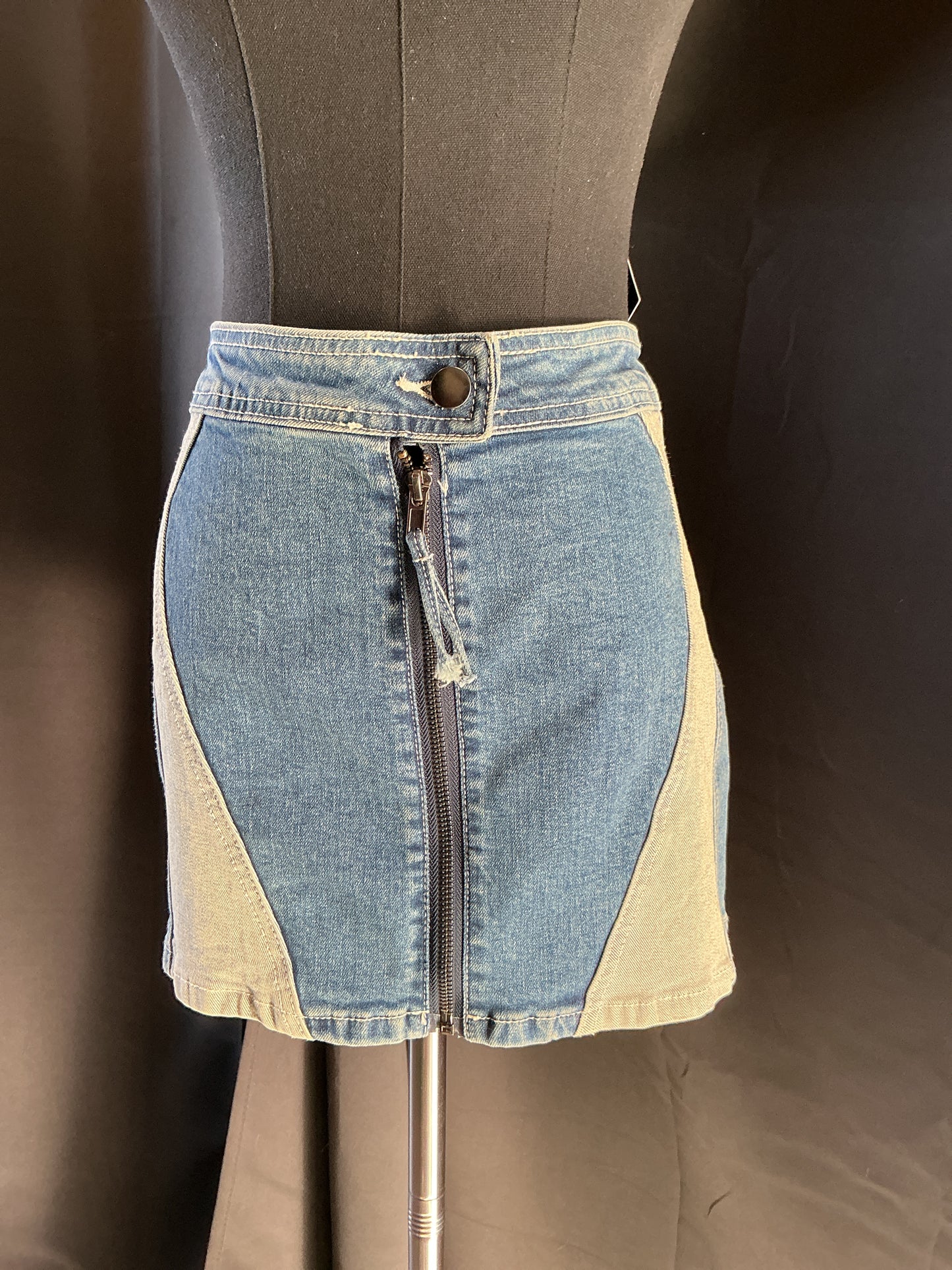 Denim Duo print mini skirt