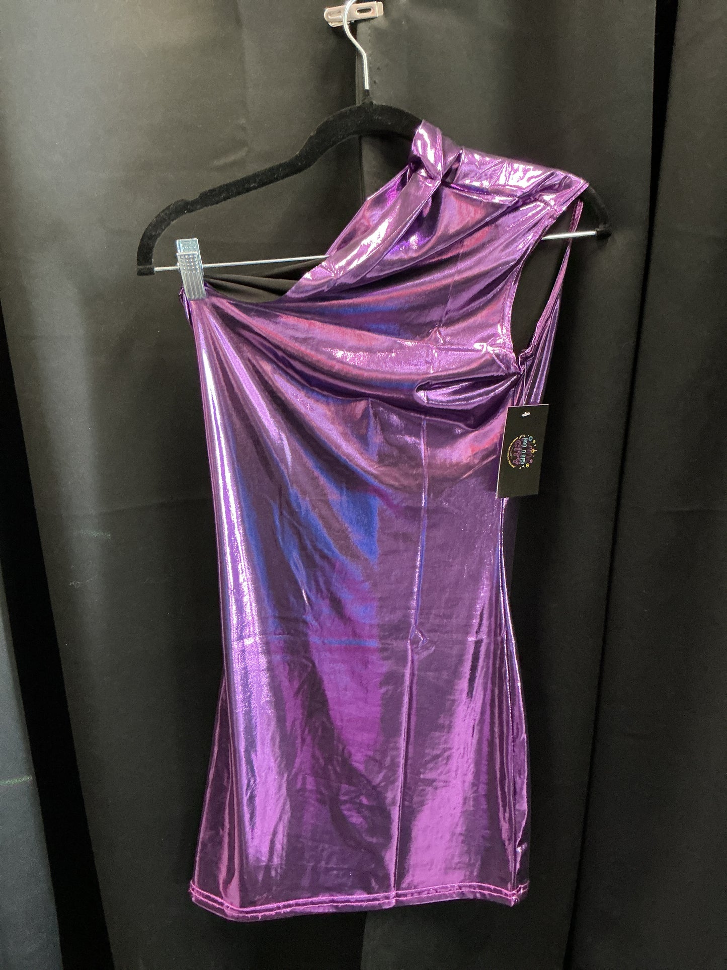 Metallic one shoulder dress