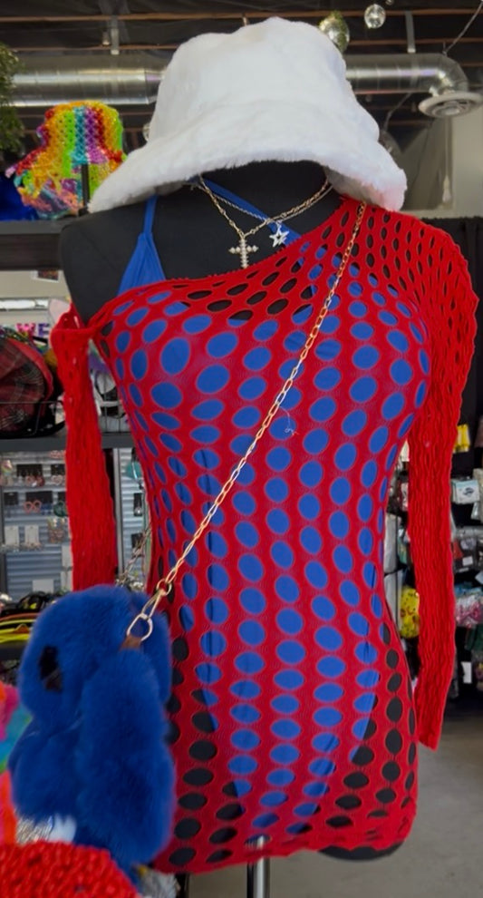 Off Shoulder Netted Bodystocking