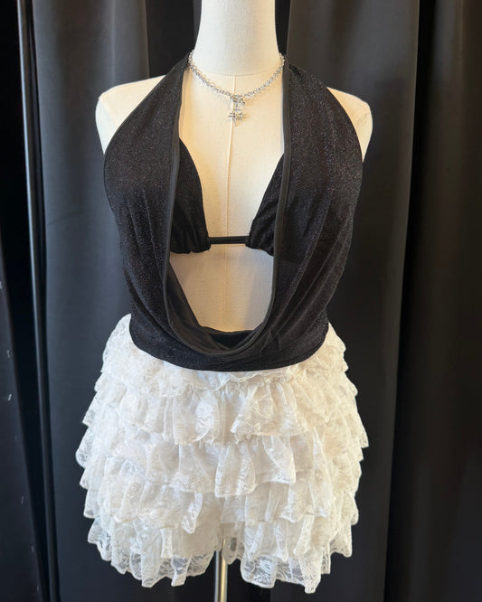 Lace Ruffled Tier Shorts White (Plus)